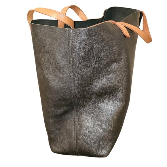 Madewell Navy Blue Large Leather Market Tote - EUC - Classic Shoulder Bag - Picture 5 of 8